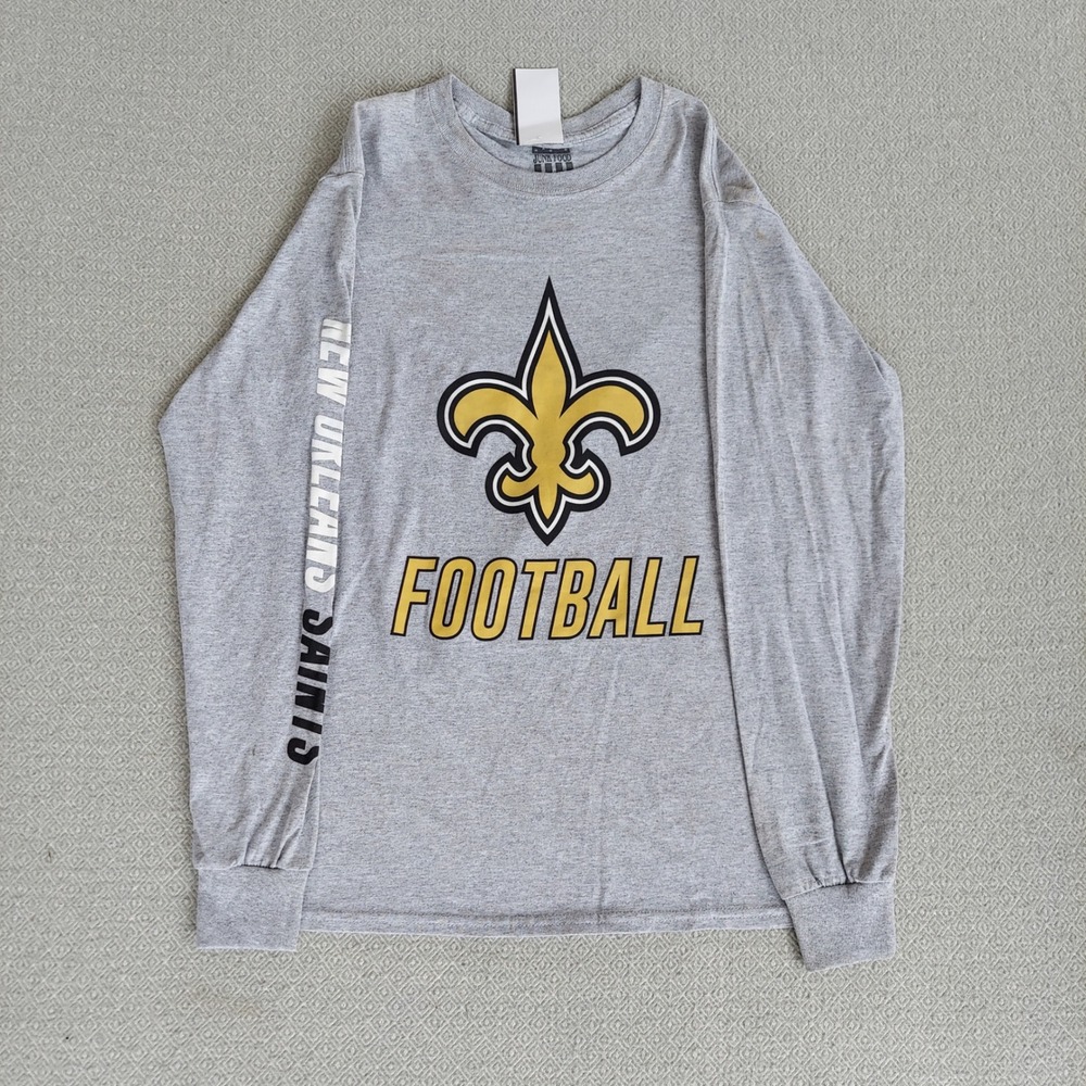 Junk Food T-Shirt Mens Sm‎ Grey New Orleans Saints Football Long Sleeve Graphic